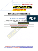 Naib Tehsildar PPSC Past Paper Bs-17