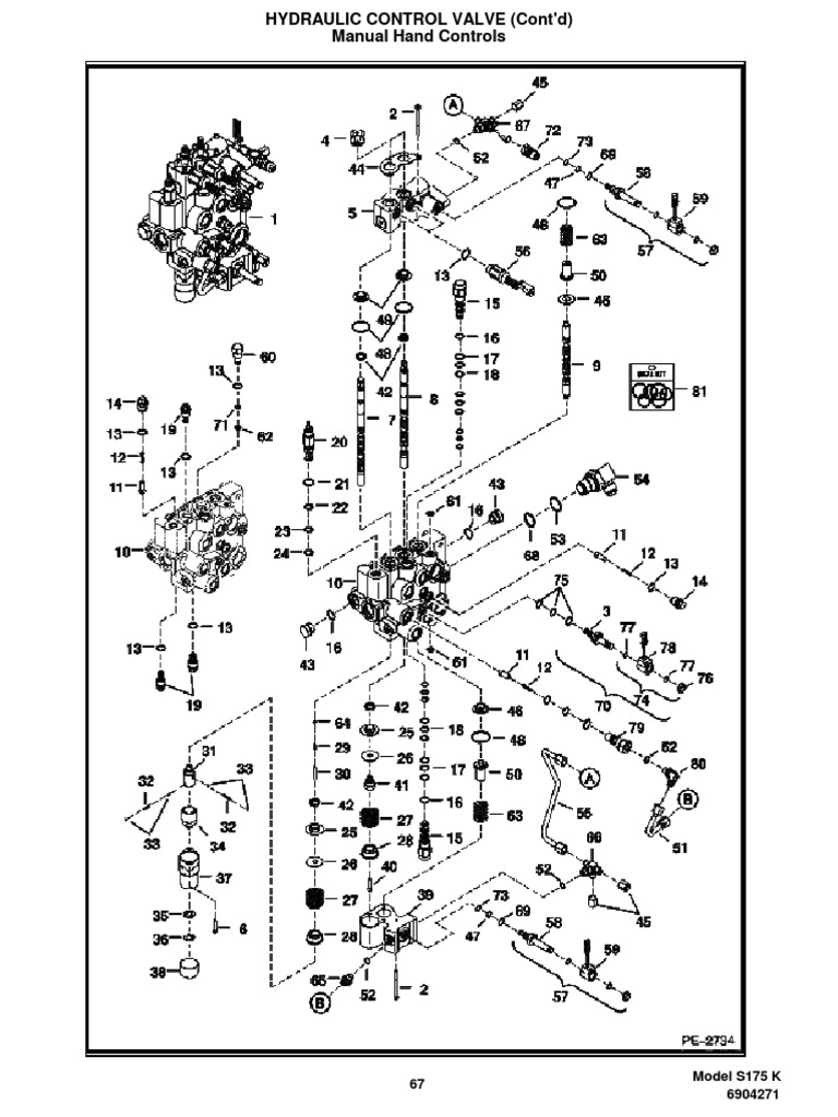 Bobcat S175 Hydraulic Control Parts | PDF | Valve | Plumbing
