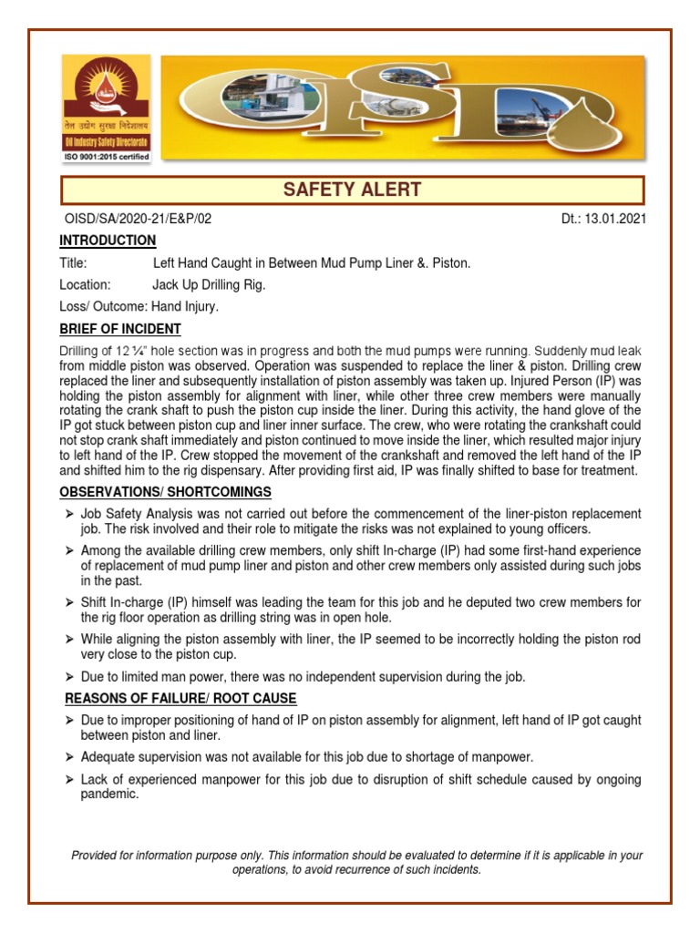 Safety Alert Hand Cut PDF Drilling Rig Safety