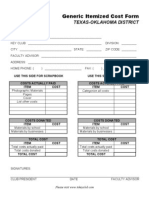 Generic Itemized Cost Form