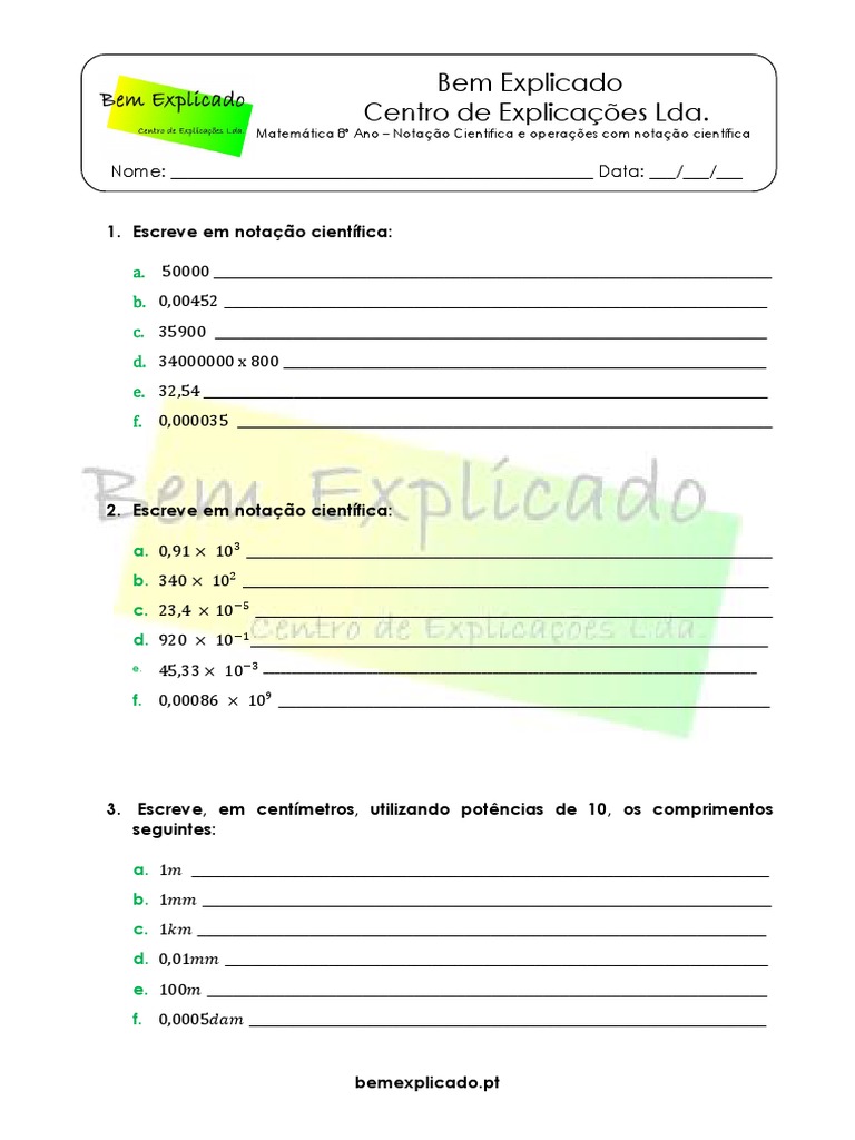 Exercícios de Notação Científica 8º Ano | PDF | Terra | Science