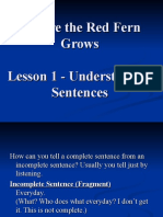 Where The Red Fern Grows Lesson 1 - Understanding Sentences