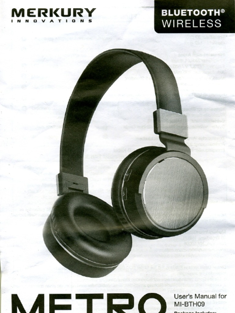 Merkury Metro MIBTH09 Bluetooth Headphones User Manual PDF