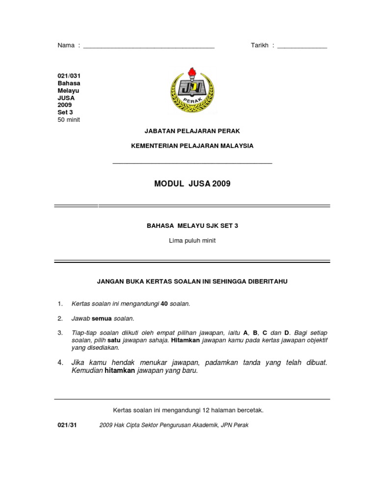 Soalan Pemahaman Bahasa Melayu set 3