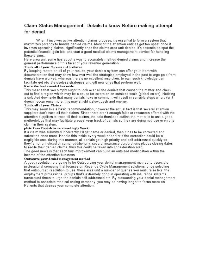 Claim Status Management | PDF | Business