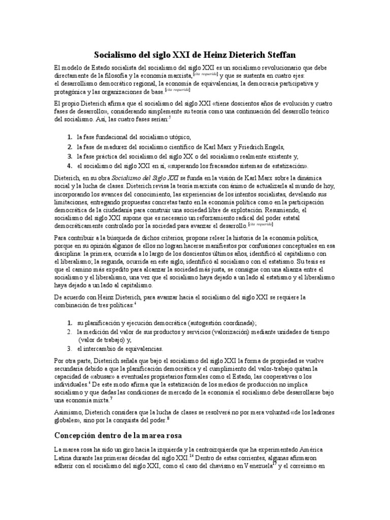Socialismo del Siglo XXI: Dieterich Steffan | PDF | Socialismo