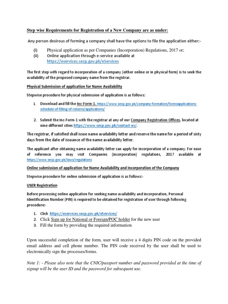 Stepwise Procedure For Company Incorporation | PDF | Credit Card ...