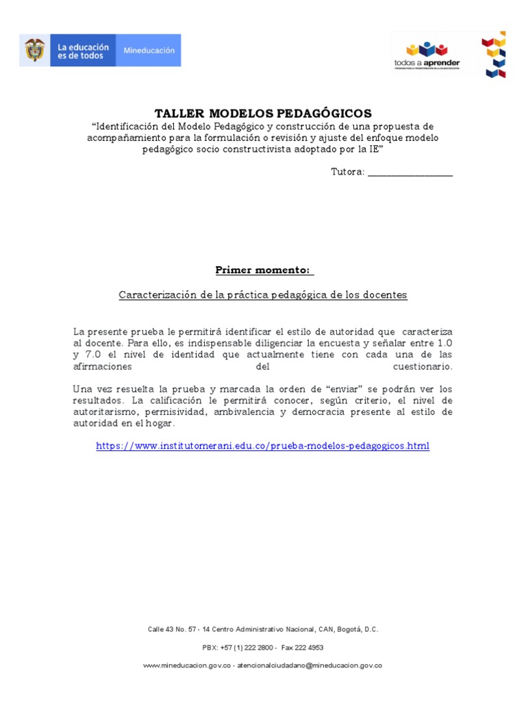 Taller Modelos Pedagógicos | PDF | Aprendizaje | Plan de estudios