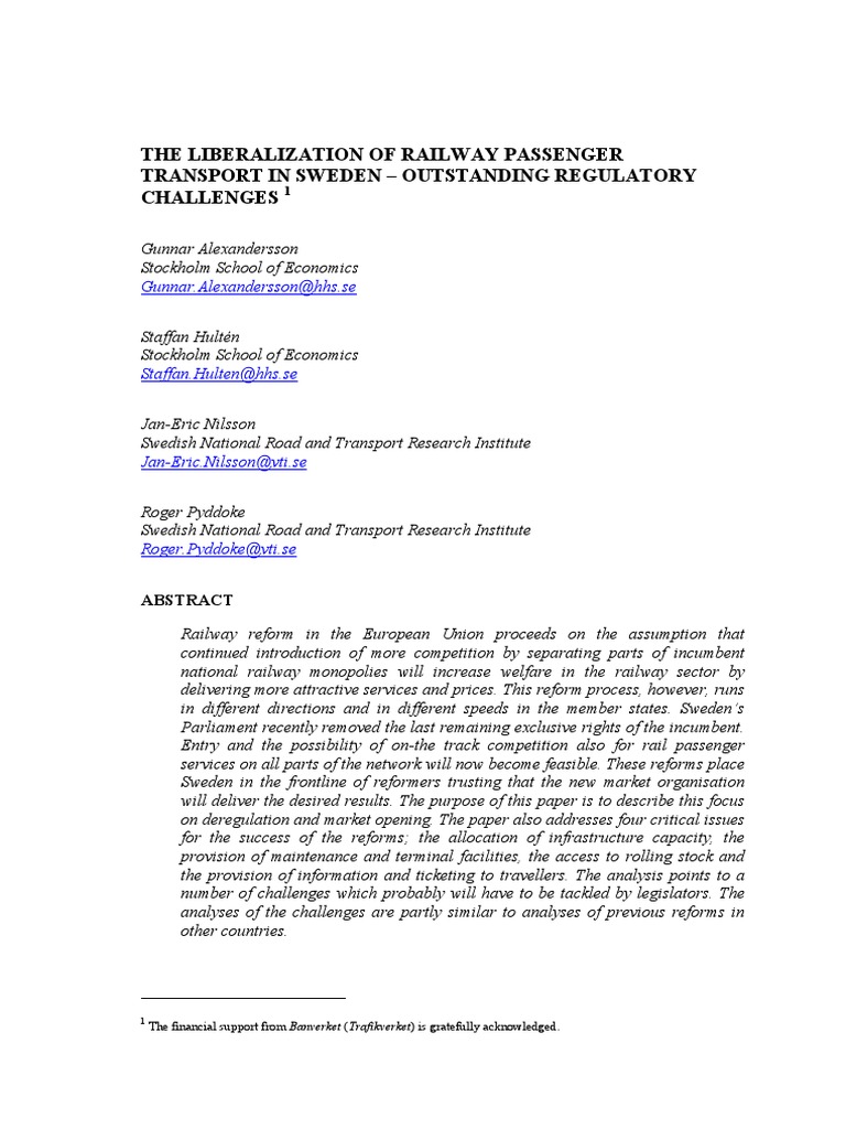 The Liberalization of Railway Passenger | PDF | Rail Transport | Sweden