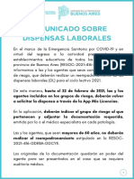 COMUNICADO SOBRE DISPENSAS LABORALES 