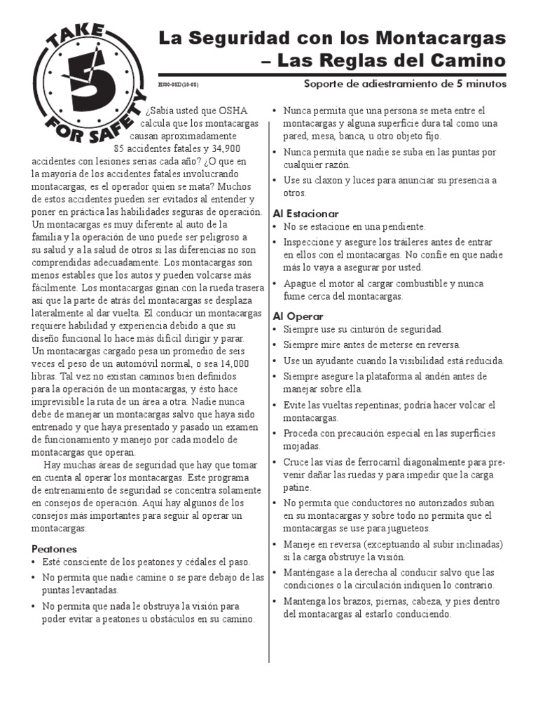 Seguridad en la Operación de Montacargas | PDF | Máquina elevadora ...