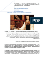 M2-P2-T7-U1 - Módulo 2 - Parte 2. Literatura - Tema 7. LITERATURA HISPANOAMERICANA (I) Unidad 1. Los Primeros Pasos de La Literatura Hispanoamericana