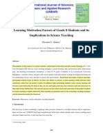 Learning Motivation Factors of Grade 8 Students and Its Implications in Science Teaching