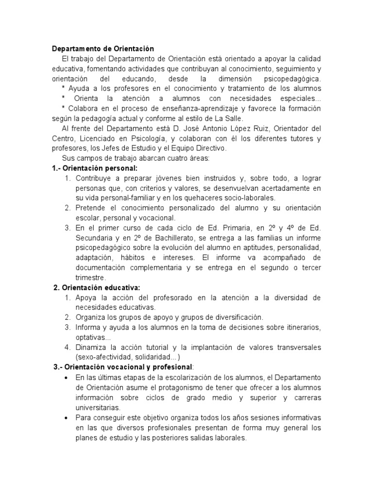 Areas de Orientacion | PDF | Plan de estudios | Aprendizaje
