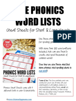 Free Phonics Word Lists: Cheat Sheets For Short & Long Vowels