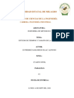 Estudio tiempos muestra ingeniería métodos