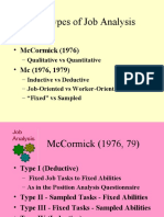 Types of Job Analysis: - Mccormick (1976) - MC (1976, 1979)