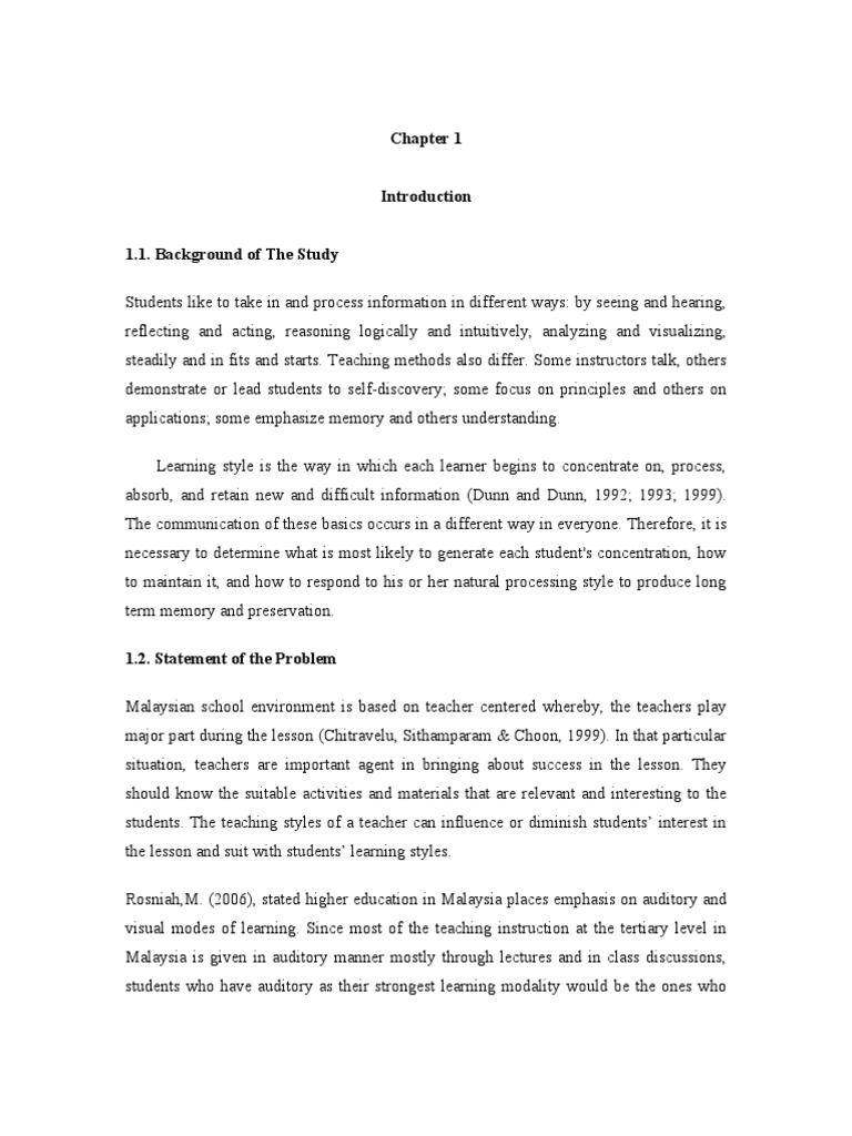 Project Paper | PDF | Learning Styles | Quantitative Research