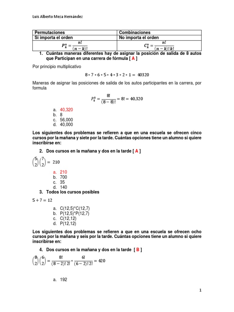 Ejercicios de Permutaciones y Combinaciones | PDF | Violencia | Business