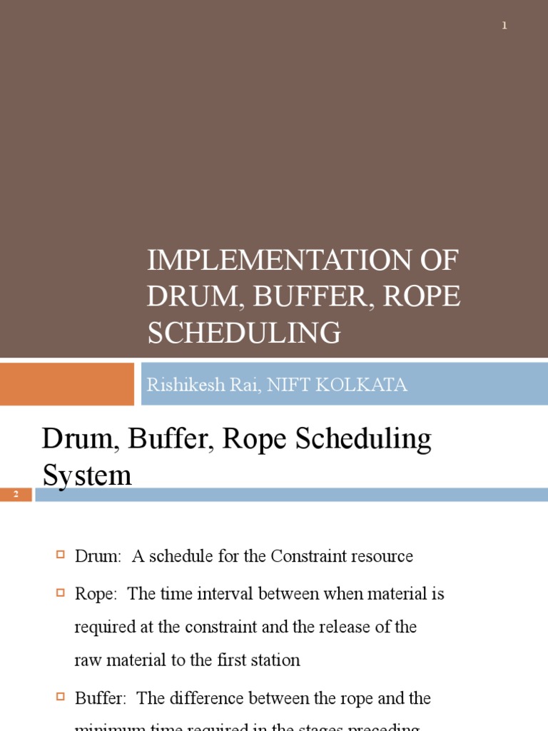 Implementation of Drum, Buffer, Rope Scheduling PDF Inventory