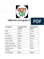 Adjective Irregular Forms: Irregular Comparative Form Superlative Form