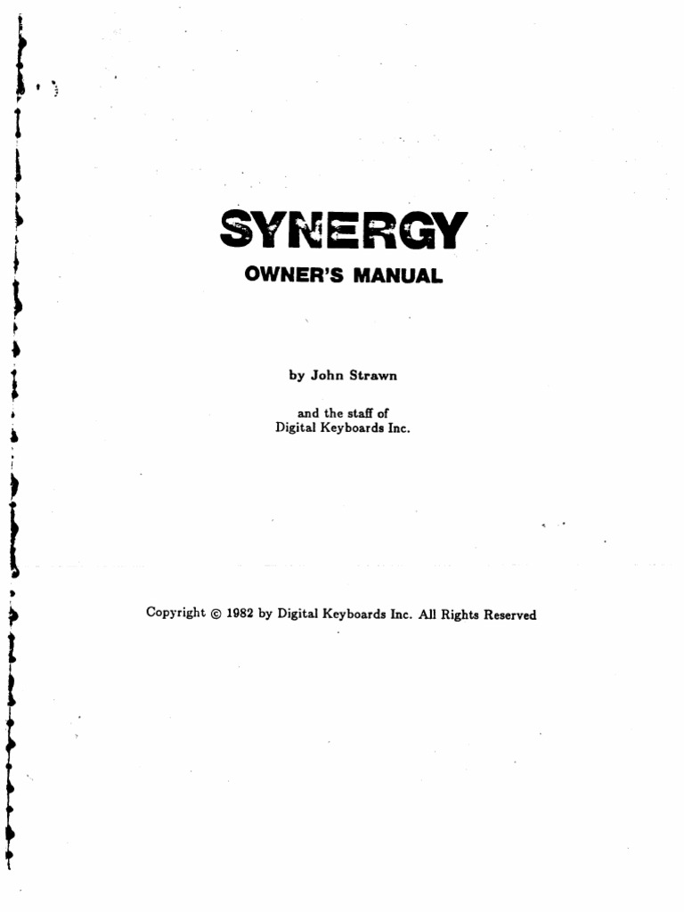 Digital Keyboards Synergy Manual | PDF