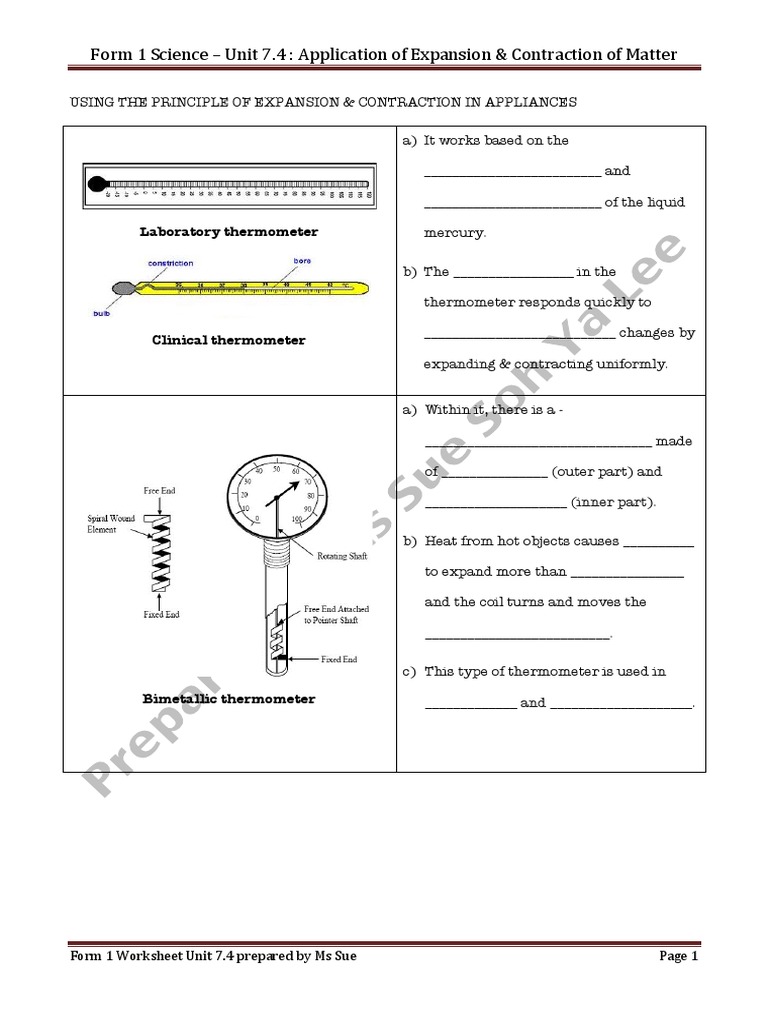 Form 1 Science - Unit 7.4: Application of Expansion & Contraction of ...