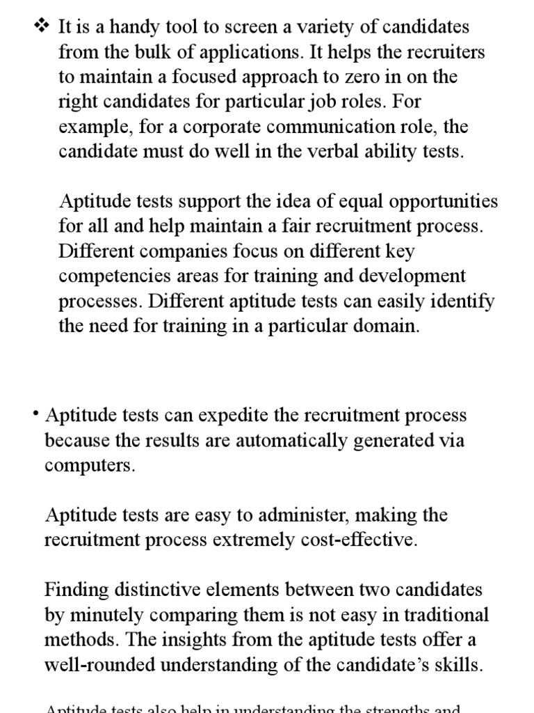 Role Of Different Kinds Of Aptitude Tests During SSP