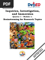 Inquiries, Investigation, and Immersion: Brainstorming For Research Topics