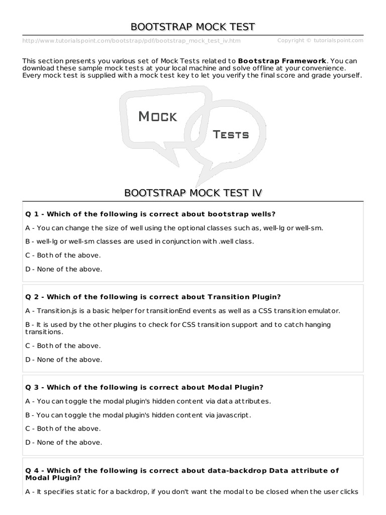 Bootstrap Mock Test Iv J Query Software Engineering