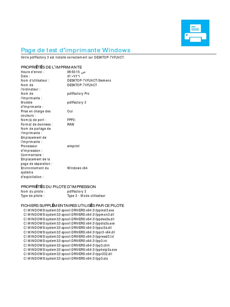 Page Test Imprimante Windows pdfFactory | PDF
