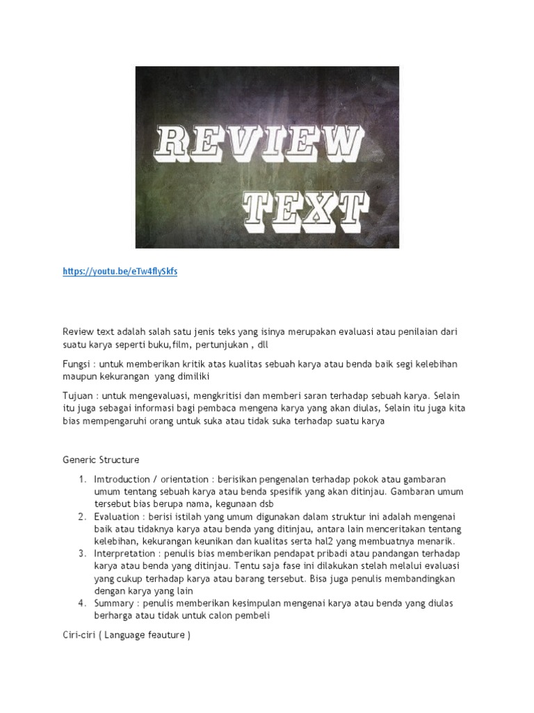 Struktur dan Contoh Review Teks | PDF