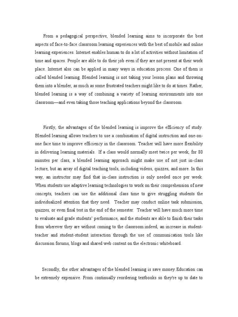 Advantages of Blended Learning | PDF | Educational Technology | Pedagogy