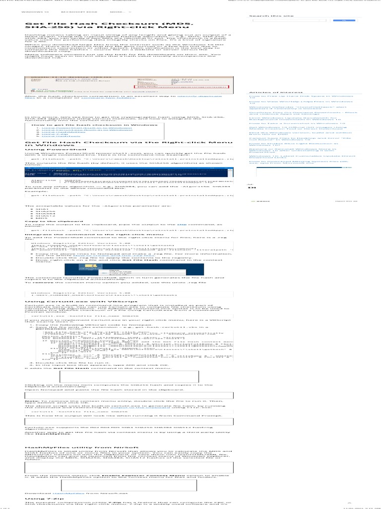 Windows File Hash Checksum Guide | PDF | Shell (Computing) | Windows ...