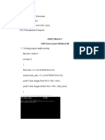 Percobaan 1 Tipe Data Dan Operator