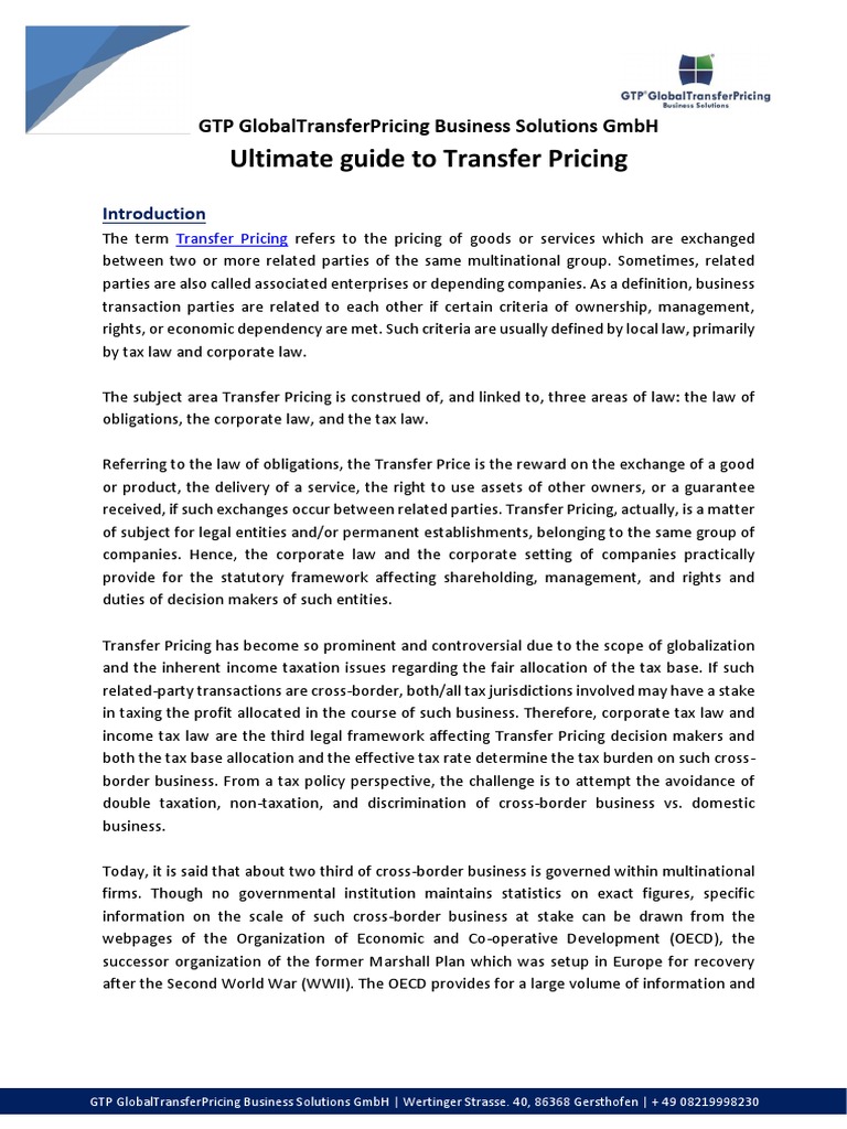 Ultimate Guide To Transfer Pricing | PDF | Taxes | Government Finances