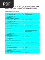 Mcqs Qanun-E-Shahadat, 1984 Pakistan, For Adpp, Director, Adj, CJ, JM & Law Examinations