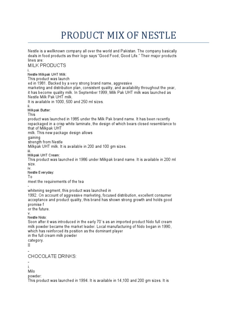 Nestle's Milk Pak Products | PDF | Nestlé | Supply Chain