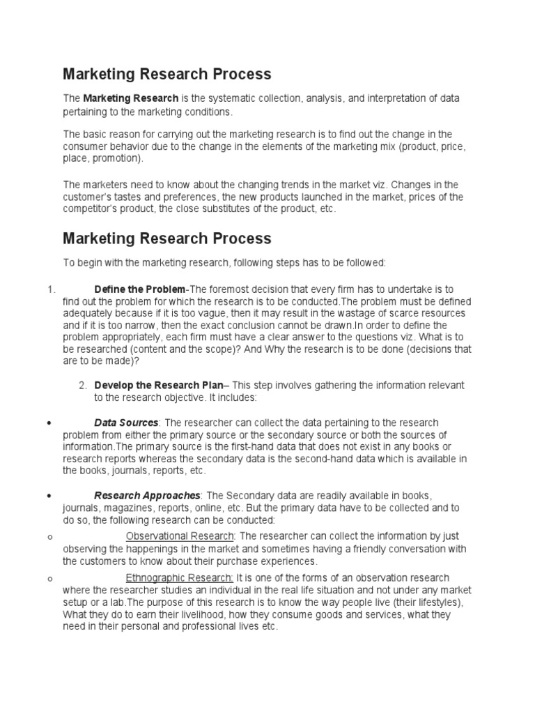 Marketing Research Process | PDF | Marketing Research | Sampling ...