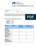 Student Teacher Self-Evaluation Form: Please Use The Following Rating Scale