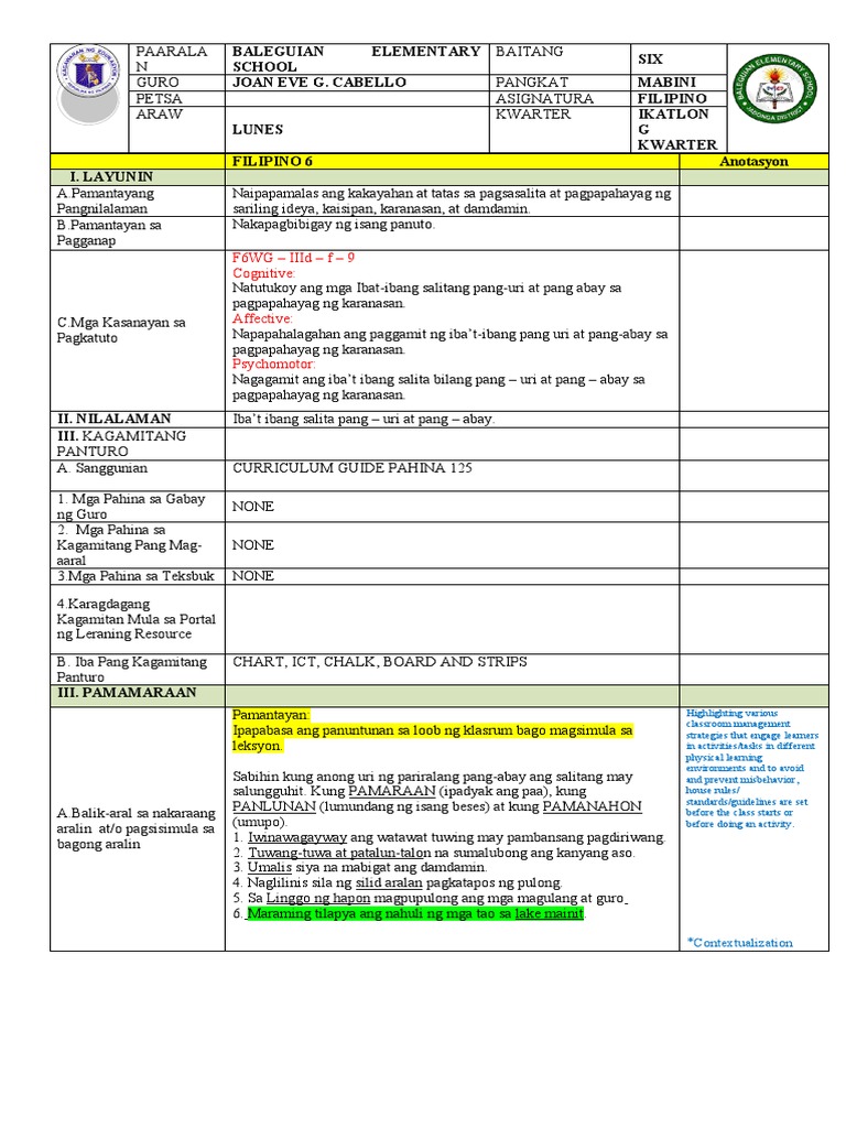 Contextualized Lesson Plan