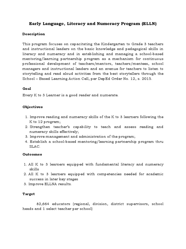 ELLN Program for K-3 Educators | PDF