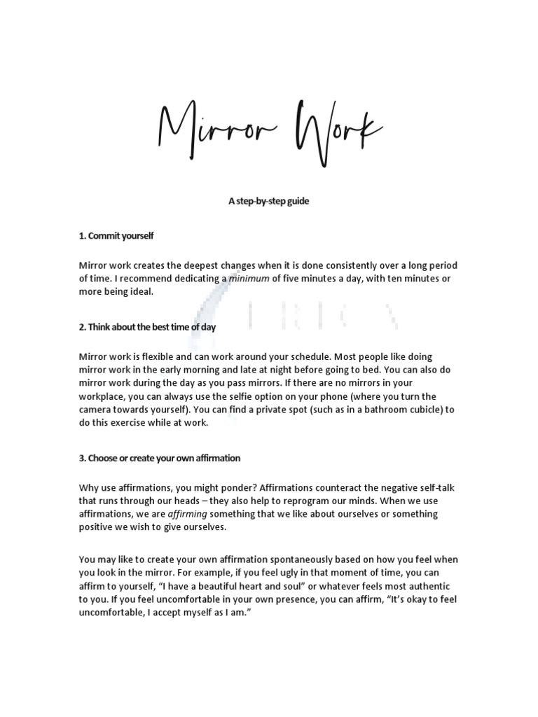 Mirror Work A StepByStep Guide 1. Commit Yourself PDF Feeling