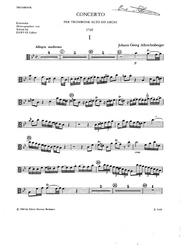 ALBRECHTSBERGERConcerto For Trombone PDF Classical Music