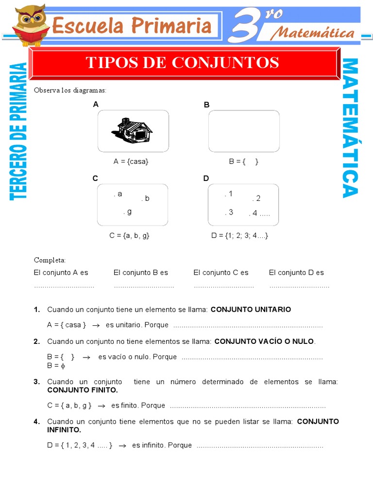 Ejercicios de Conjuntos para Tercer Grado | PDF | Conjunto (Matemáticas ...