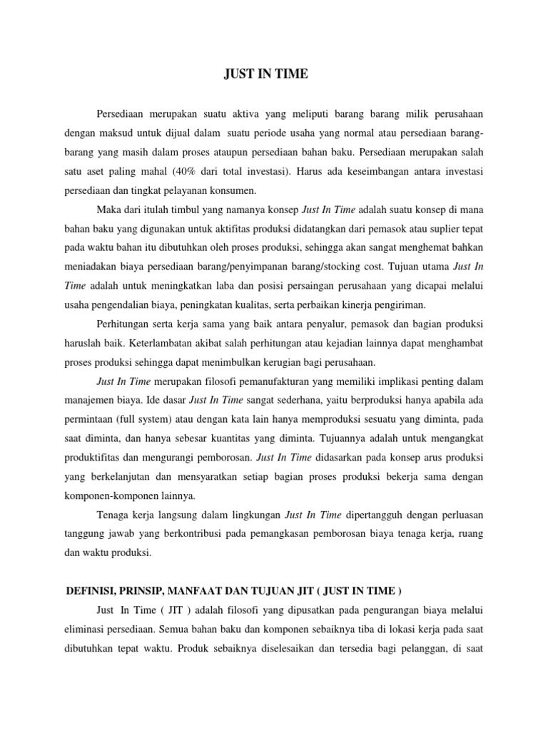 Tiga Komponen Dasar Just In Time | PDF | Bisnis | Teknologi & Rekayasa