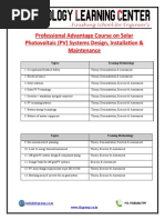 Professional Advantage Course On Solar Photovoltaic (PV) Systems Design, Installation & Maintenance