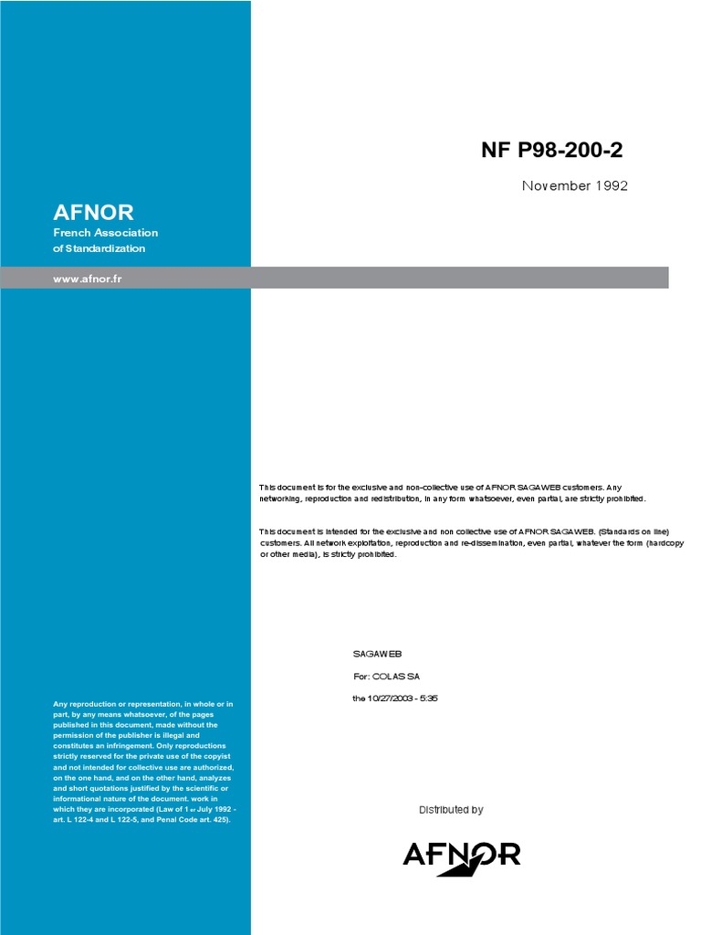 NF P98-200-2 Standard Overview | PDF
