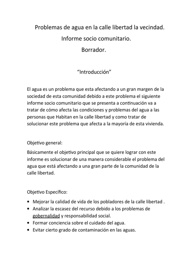 Problemas de agua en la calle Libertad | PDF