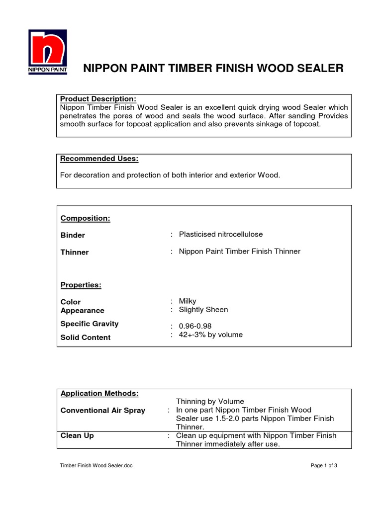 Timber Finish Wood Sealer PDF Paint Wood